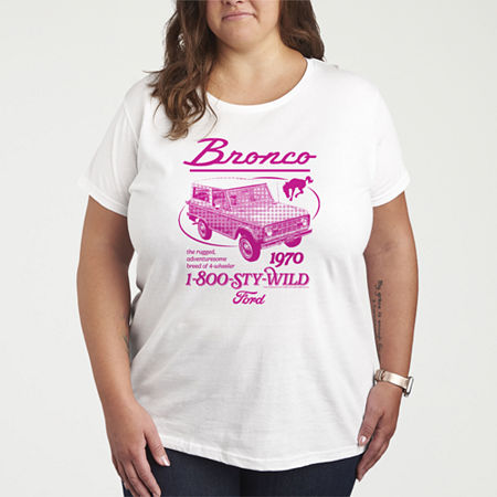 1970 Bronco Ad Womens Plus Crew Neck Short Sleeve T-Shirt, 4x, Beige