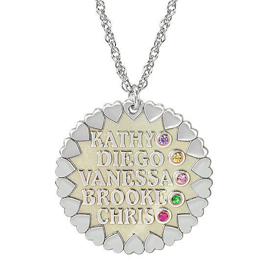 Personalized Child Name Birthstone Cubic Zirconia Pendant Necklace