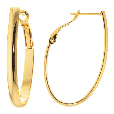 Silver Reflections Womens 24K Gold Over Brass 40mm Hoop Earrings
