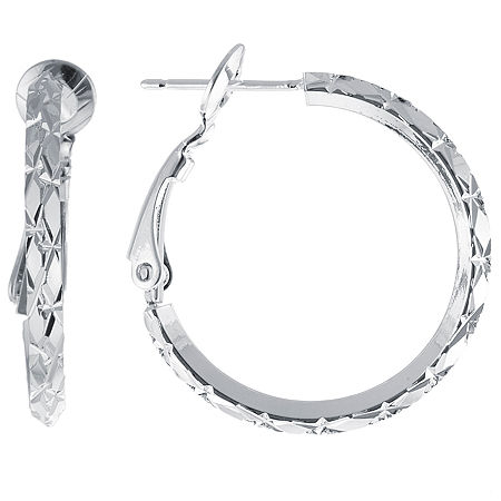 Silver Reflections Womens 26mm Hoop Earrings In Metallic