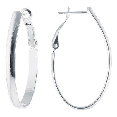 Silver Reflections Pure Silver Over Brass Hoop Earrings