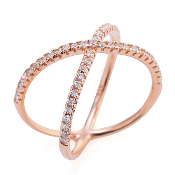 Silver Treasures 24K Rose Gold Over Silver Sterling Silver Band