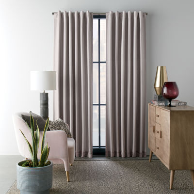 Loom + Forge Mason Textured Overlay Energy Saving 100% Blackout Rod Pocket Back Tab Single Curtain Panel