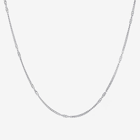 Silver Treasures Made In Italy Womens Sterling Silver 18 Inch Cable Chain Necklace In Metallic