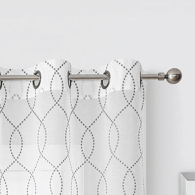 Regal Home Starbust Grommet Top Energy Saving Embroidered Sheer Set of 2 Curtain Panel