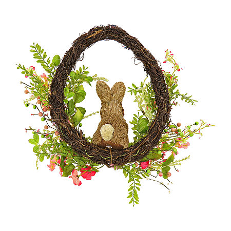 National Tree Co. 16 Bunny With Pink Wreath, One Size, Pink