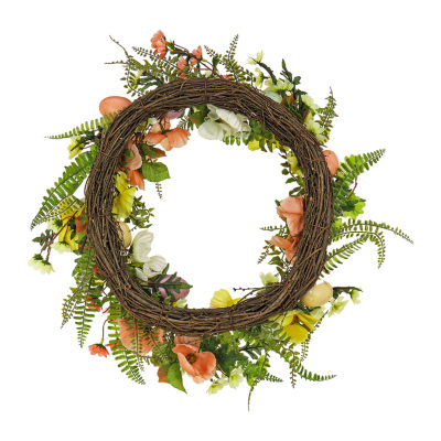 National Tree Co. 22 Ferns And Flowers Wreath