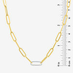 Diamond Addiction Womens 1/10 CT. T.W. Genuine White Diamond 10K Gold Paperclip Pendant Necklace