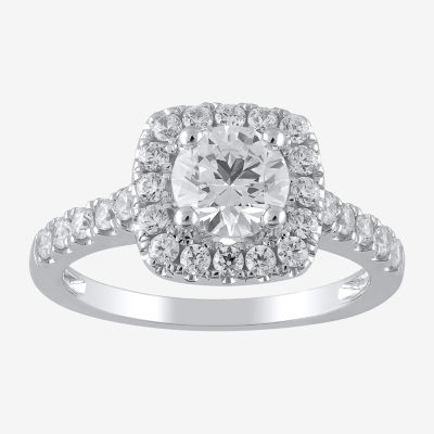 Womens 2 CT. T.W. Lab Grown White Diamond 10K White Gold Side Stone Halo Bridal Set