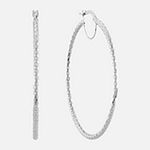 Made in Italy 10K White Gold 60mm Round Hoop Earrings