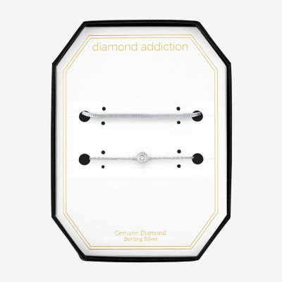 Diamond Addiction Womens 2-pc. Diamond Accent White Diamond Sterling Silver Bracelet Set