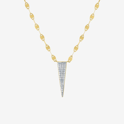 Diamond Addiction Womens 1/10 CT. T.W. Genuine White Diamond 14K Gold Over Silver Pendant Necklace