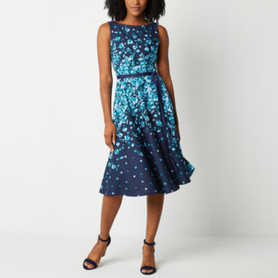 Danny & Nicole Sleeveless Floral Fit + Flare Dress