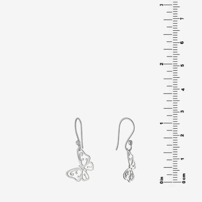 Silver Treasures Sterling Silver Butterfly Drop Earrings