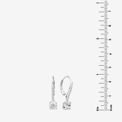 Silver Treasures Cubic Zirconia Sterling Silver Round Drop Earrings