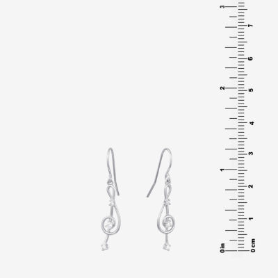 Silver Treasures Music Note Cubic Zirconia Sterling Silver Round Drop Earrings