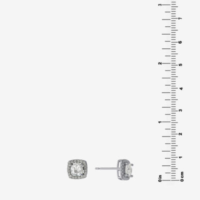 Silver Treasures Cubic Zirconia Sterling Silver 7.8mm Square Stud Earrings