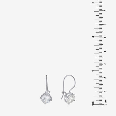 Silver Treasures Cubic Zirconia Sterling Silver Round Drop Earrings