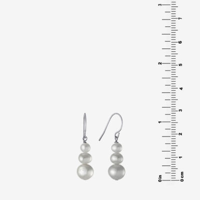 Silver Treasures Simulated Pearl Sterling Silver Drop Earrings