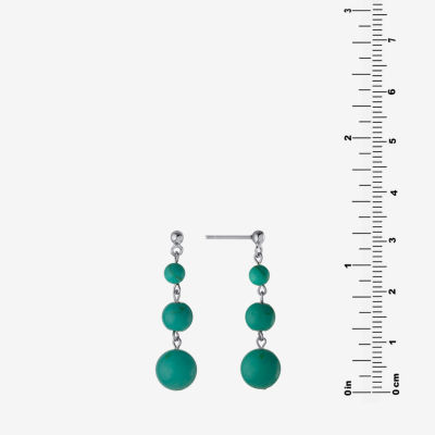 Silver Treasures Enhanced Turquoise Sterling Silver Drop Earrings