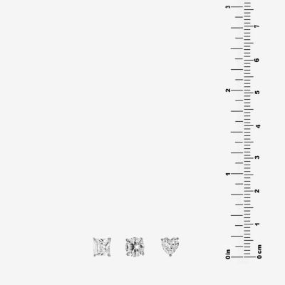 Silver Treasures Womens Cubic Zirconia Sterling Silver 3 Pair Earring Set