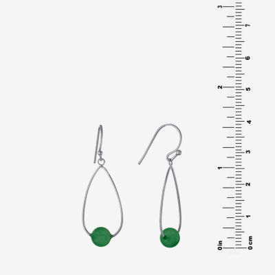 Silver Treasures Aventurine Sterling Silver Drop Earrings