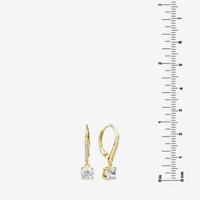 Silver Treasures Womens Cubic Zirconia 14K Gold Over Silver Drop Earrings