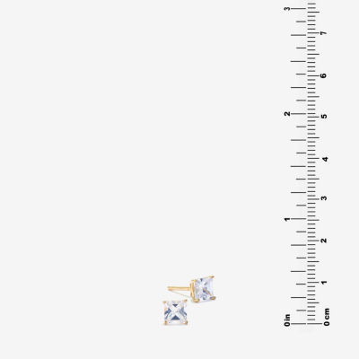 Silver Treasures Cubic Zirconia 14K Gold Over Silver 4.5mm Square Stud Earrings