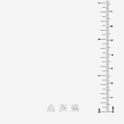 Silver Treasures Womens Cubic Zirconia Sterling Silver Pear Round Square 3 Pair Earring Set