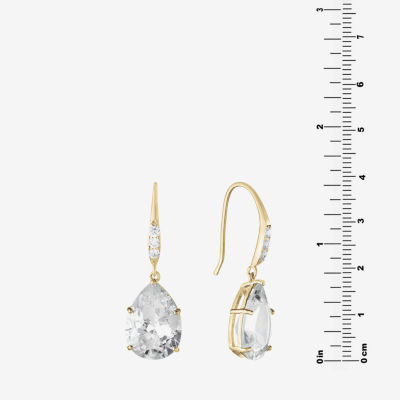 Sparkle Allure Cubic Zirconia 14K Gold Over Brass Oval Drop Earrings