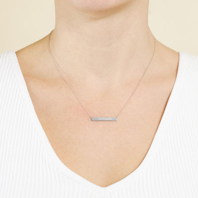 Silver Treasures Womens Sterling Silver Bar 16 Inch Pendant Necklace