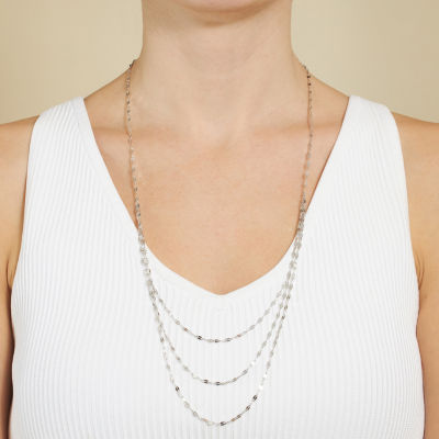 Silver Reflections Pure Silver Over Brass 25 Inch Valentino Chain Necklace