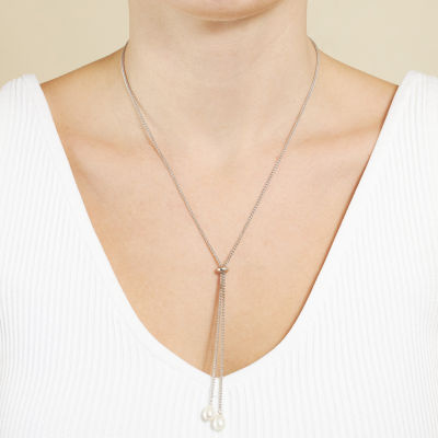 Silver Reflections Cultured Freshwater Pearl Pure Silver Over Brass 24 Inch Wheat Y Necklace