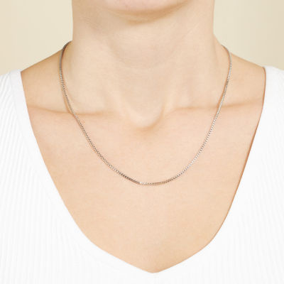 Silver Reflections Pure Silver Over Brass Box Chain Necklace