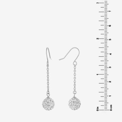 Silver Treasures Womens Crystal Sterling Silver Ball Drop Earrings