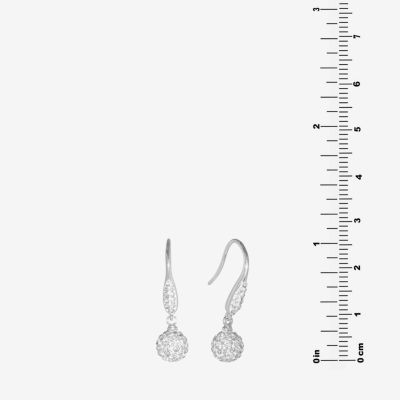 Sparkle Allure Womens Crystal Pure Silver Over Brass Drop Earrings