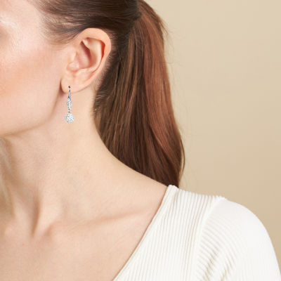 Sparkle Allure Crystal Pure Silver Over Brass Drop Earrings