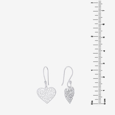 Silver Treasures Sterling Silver Heart Drop Earrings