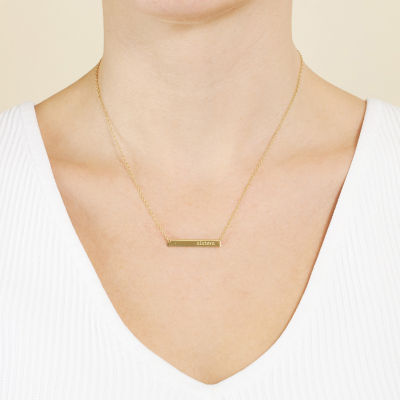 Silver Treasures Sister Womens 24K Gold Over Silver Bar 16 Inch Pendant Necklace