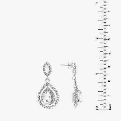 Sparkle Allure Crystal Pure Silver Over Brass Drop Earrings