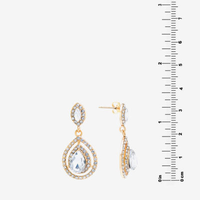 Sparkle Allure Womens Crystal 24K Gold Over Brass Drop Earrings