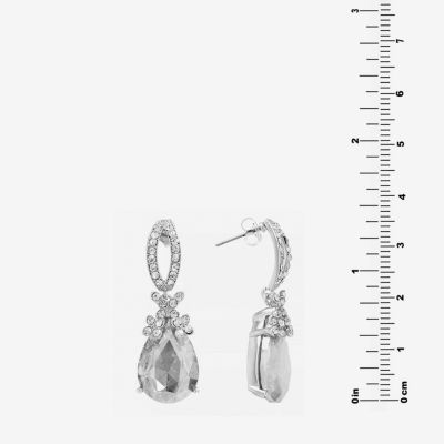 Sparkle Allure Pure Silver Over Brass Crystal Drop Earrings