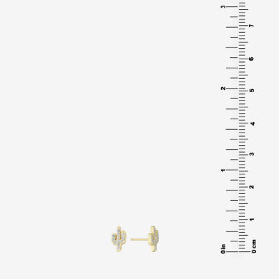 Silver Treasures Cactus Cubic Zirconia 14K Gold Over Silver 7.1mm Stud Earrings