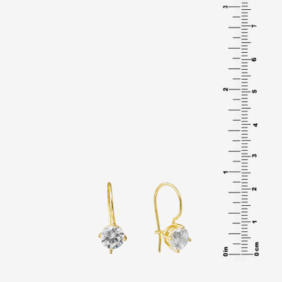 Silver Treasures Cubic Zirconia 14K Gold Over Silver Round Drop Earrings