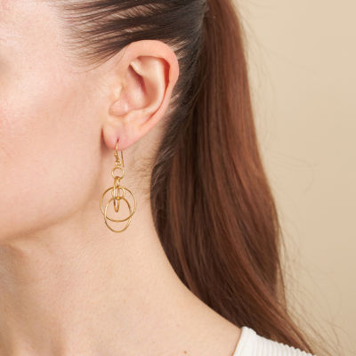 Silver Reflections 14K Gold Over Brass Drop Earrings