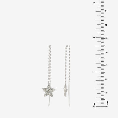 Silver Treasures Crystal Sterling Silver Star Drop Earrings