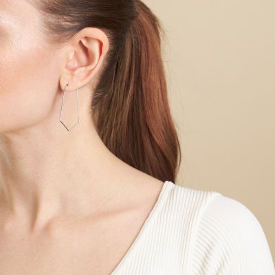 Silver Treasures Womens Sterling Silver 40mm Hoop Earrings