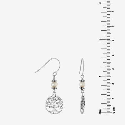 Silver Treasures Sterling Silver Cultured Freshwater Pearl Drop Earrings