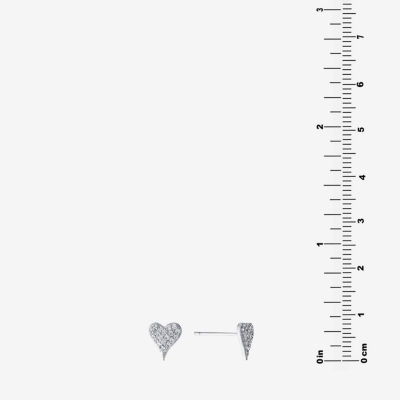 Silver Treasures Cubic Zirconia Sterling Silver 7.3mm Heart Stud Earrings