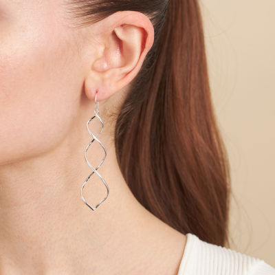 Silver Reflections Pure Silver Over Brass Drop Earrings